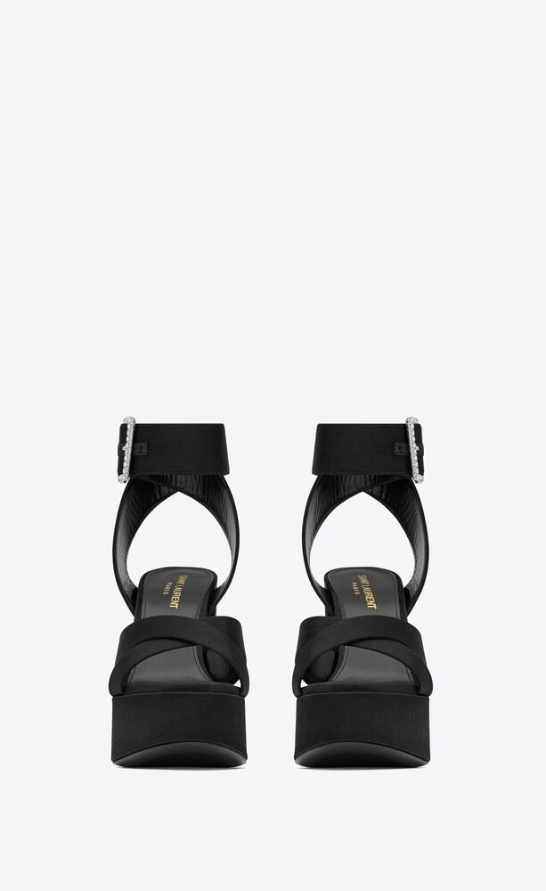 BIANCA platform sandals in satin crepe | Saint Laurent | YSL.com