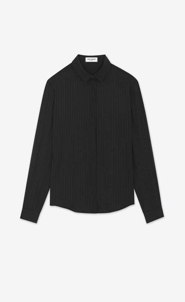 Shirt in striped lamé | Saint Laurent | YSL.com