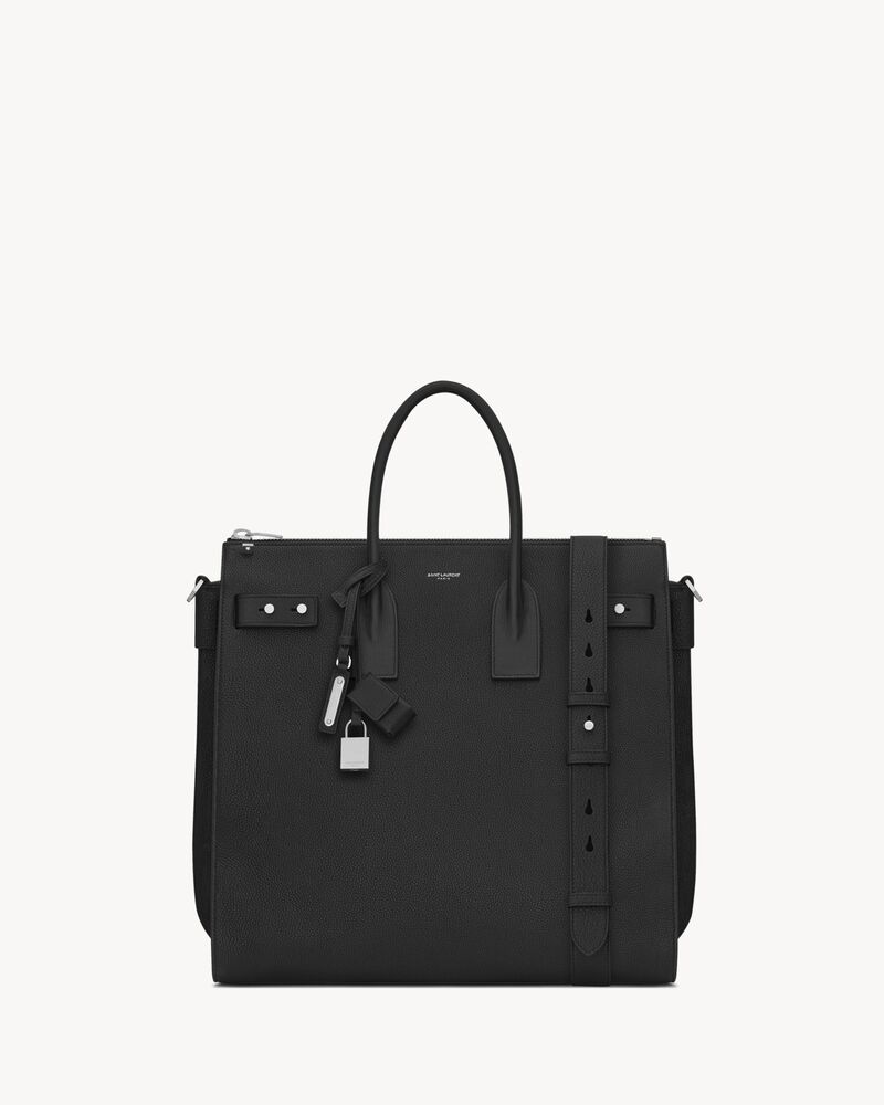 weicher north/south sac de jour shopper aus schwarzem narbenleder