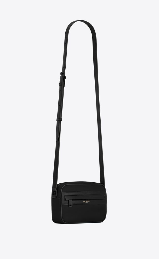 Black Vertical Lambskin Pocket Camera Bag Large