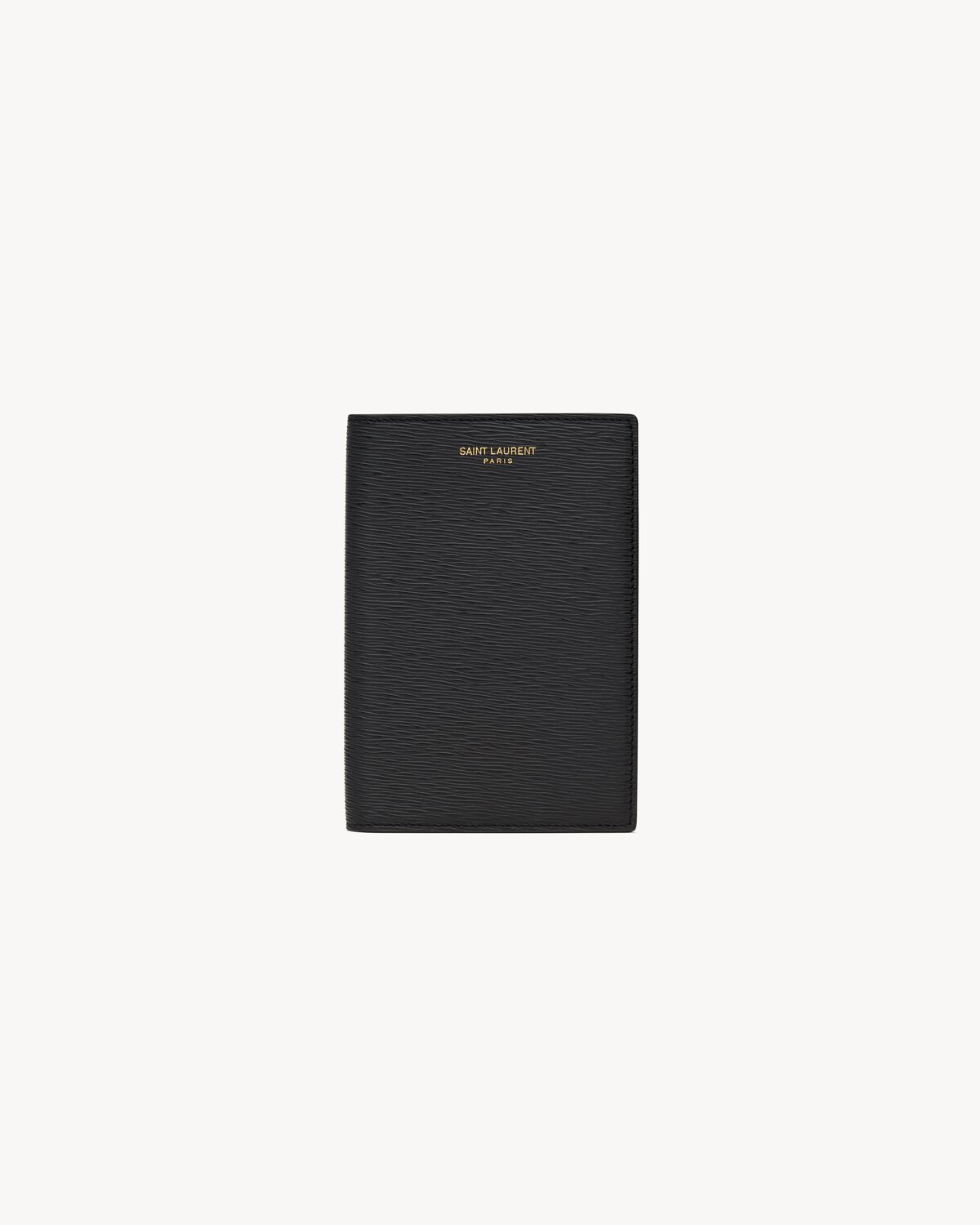 Funda para pasaporte Saint Laurent Paris de piel repujada efecto ondulado