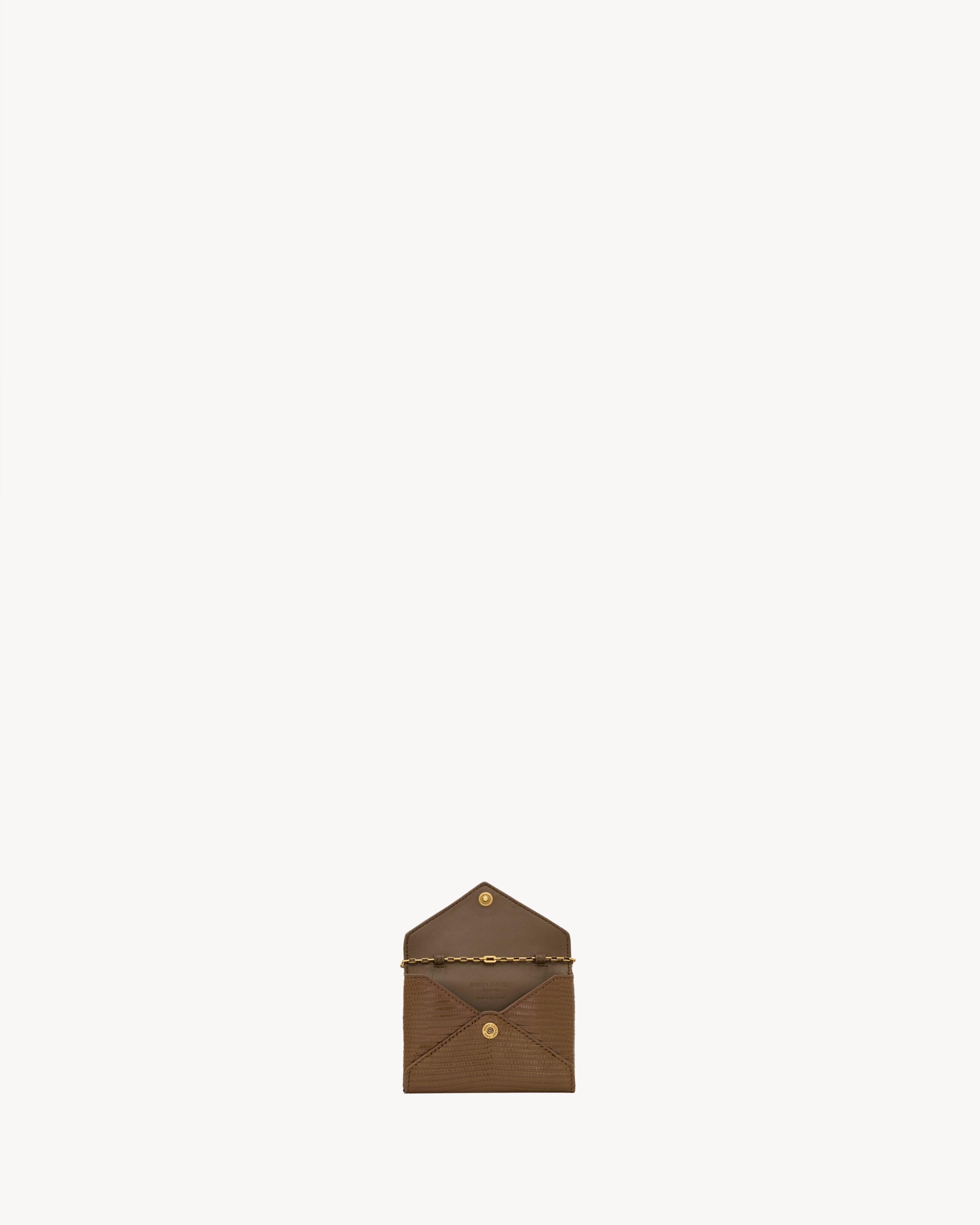 LETTER chain card case in lizard