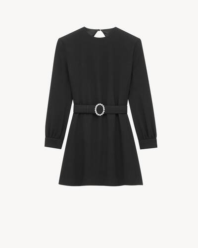 backless mini dress in sable saint laurent | Saint Laurent