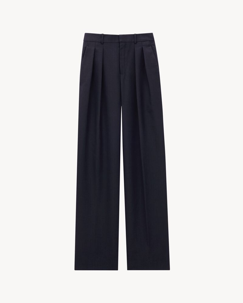 low-waisted pants in wool chiné