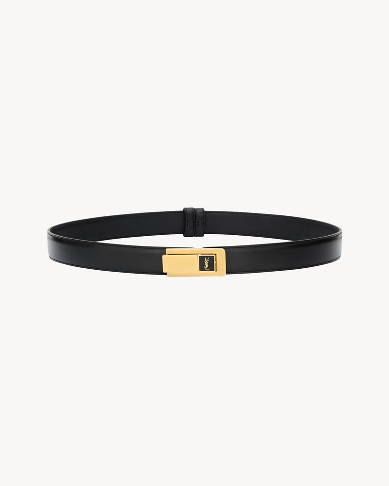 Charniere buckle belt in smooth leather