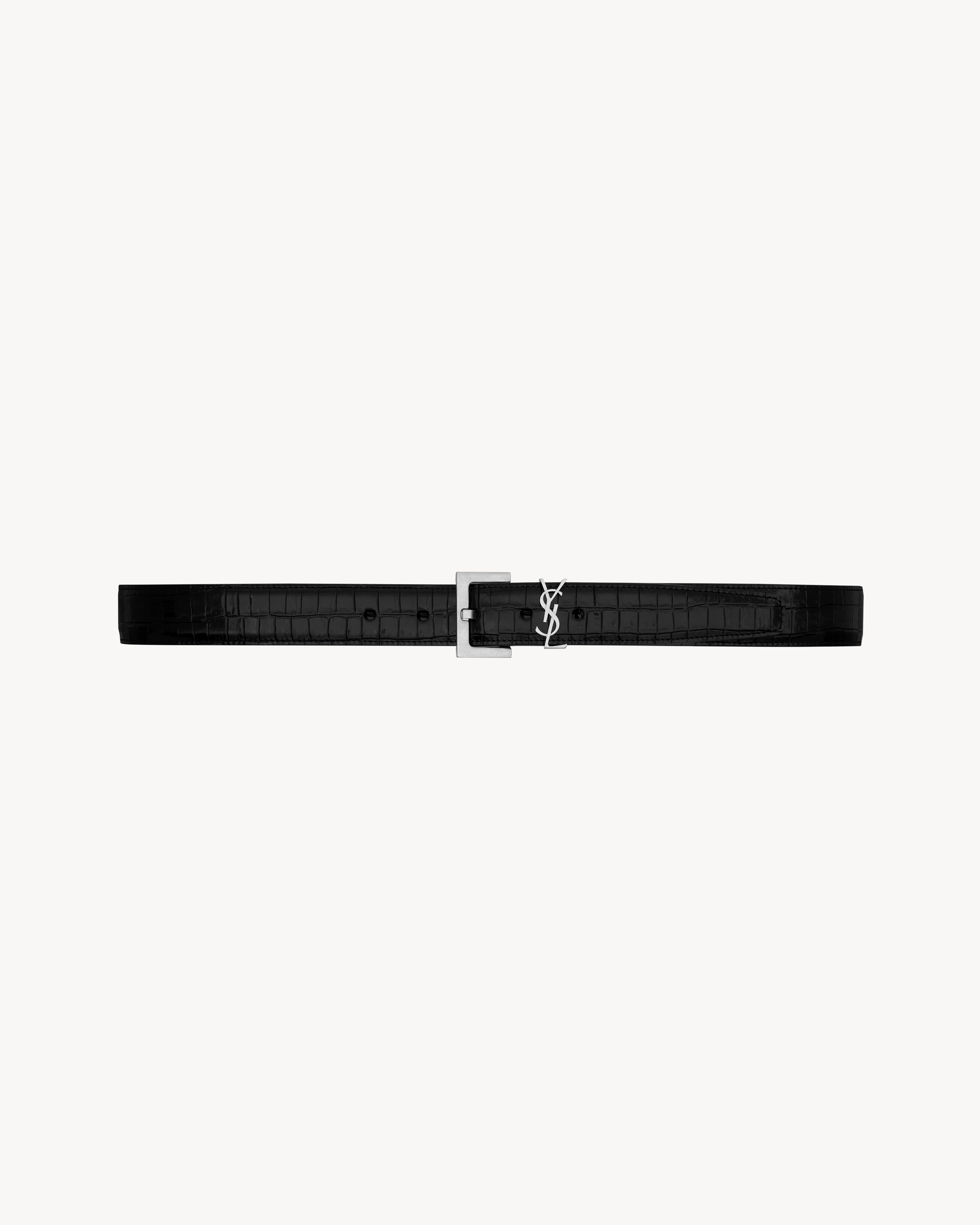 CASSANDRE belt in crocodile-embossed leather