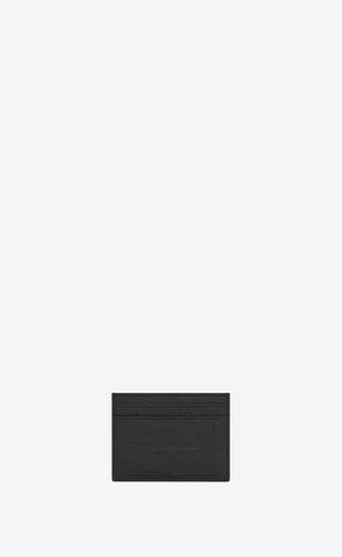cassandre kreditkartenetui aus schwarzem lackleder mit krokodillederprägung