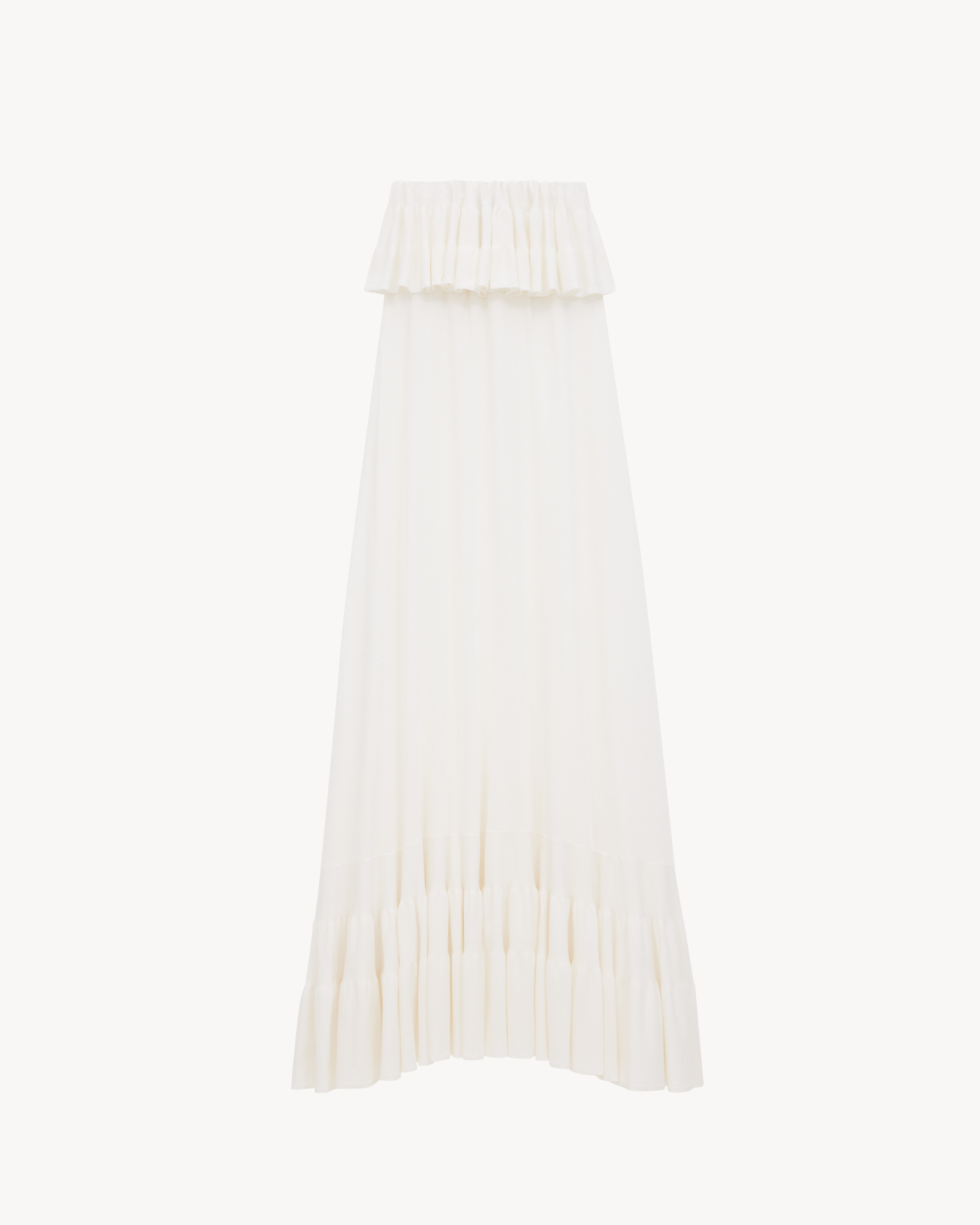 ruffled dress in silk satin crepe