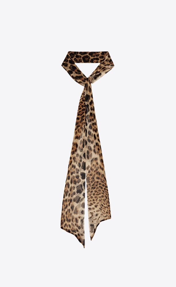 long lavallière in leopard-print silk chiffon