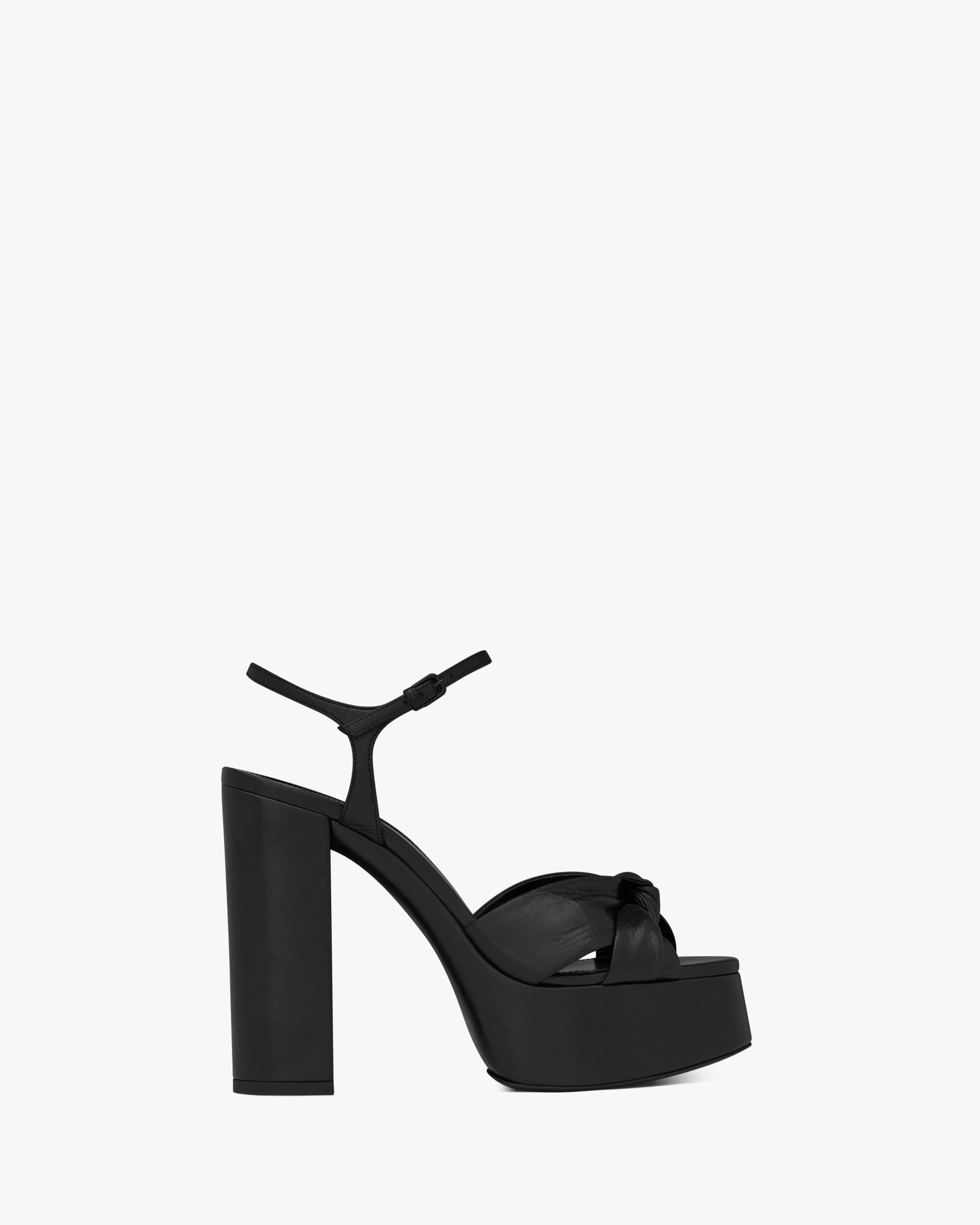 BIANCA Platform sandals in smooth leather in Black Saint Laurent