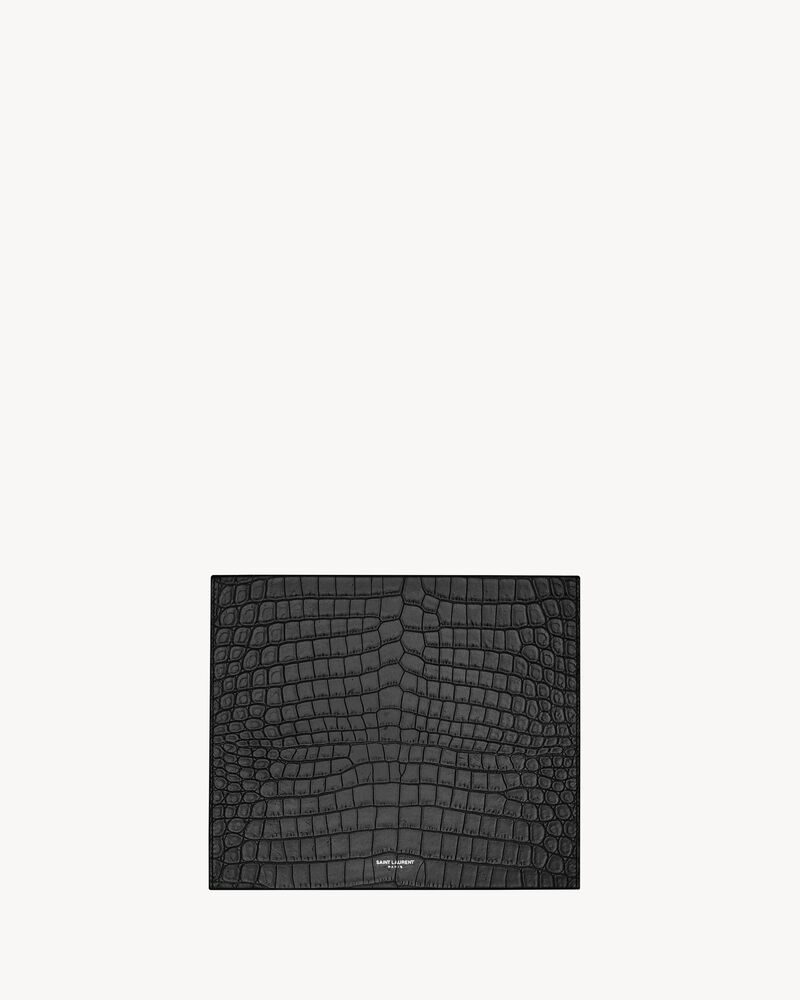 Small CROCODILE-EMBOSSED leather box