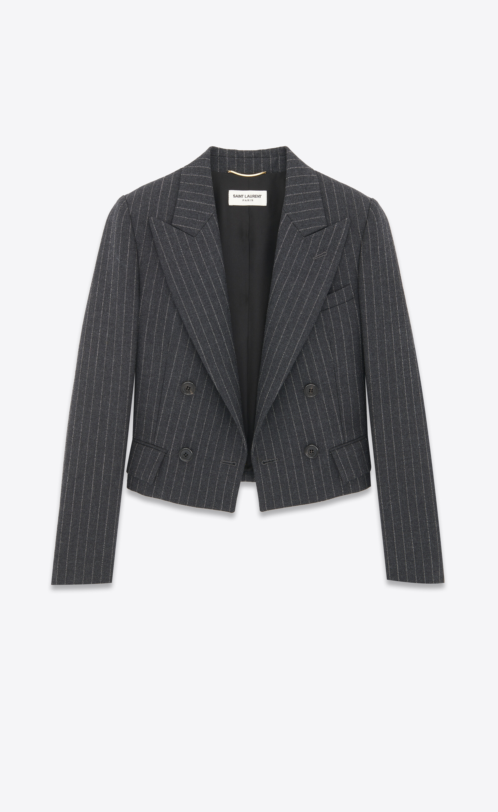cropped jacket in rive gauche striped flannel