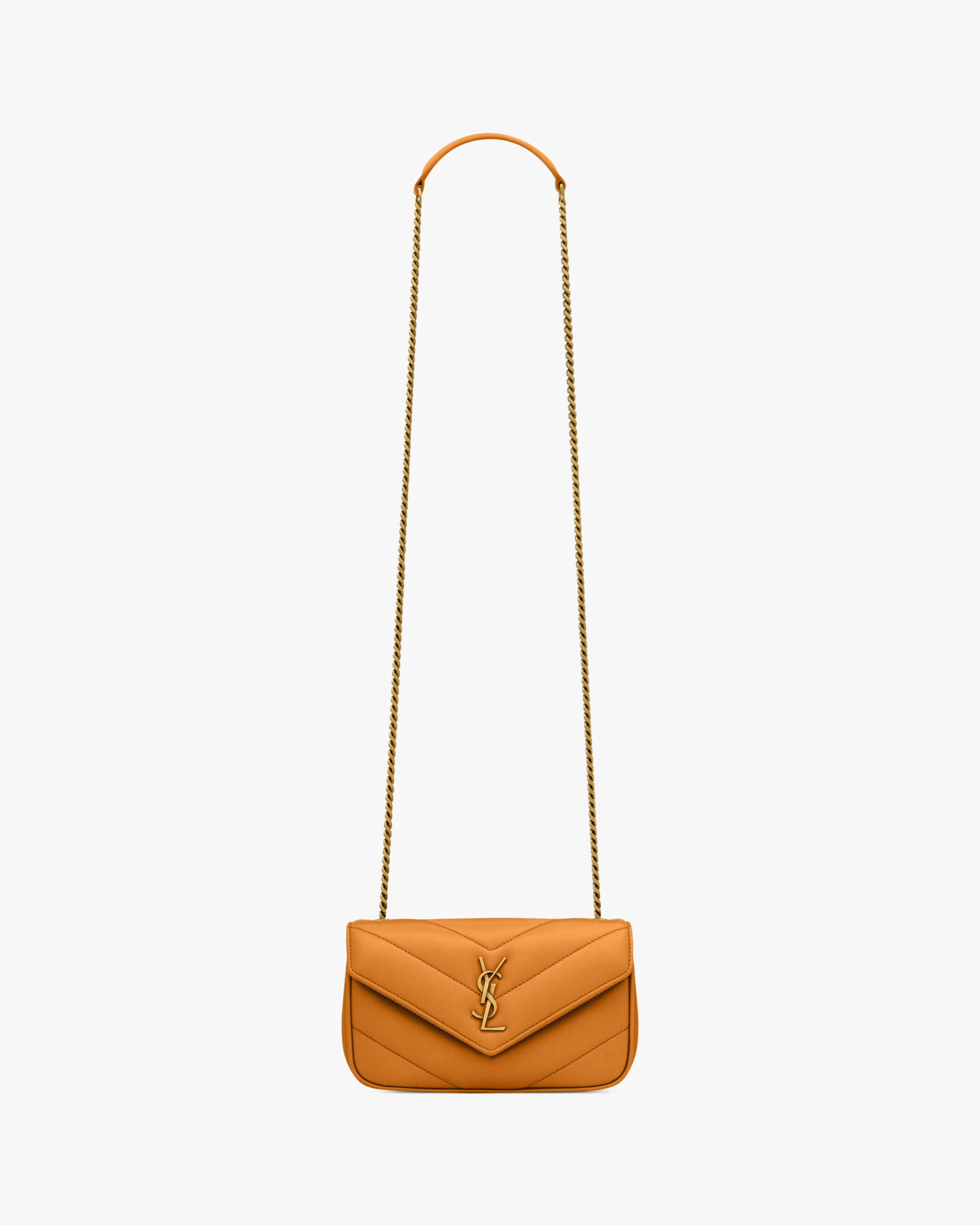 LOULOU MINI in lambskin in Orange Saint Laurent YSL EN-NL
