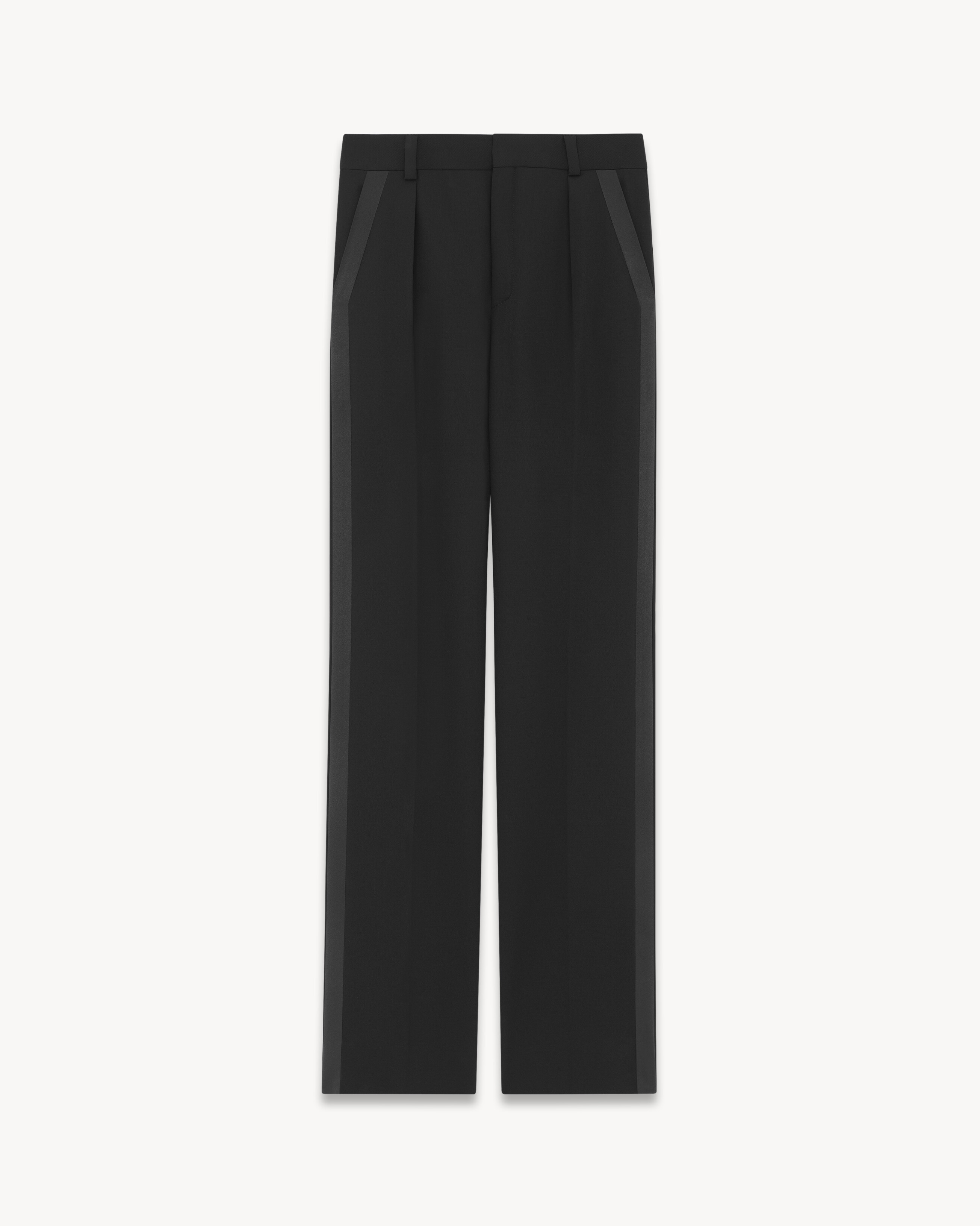 STRAIGHT TUXEDO PANTS IN GRAIN DE POUDRE, Saint Laurent