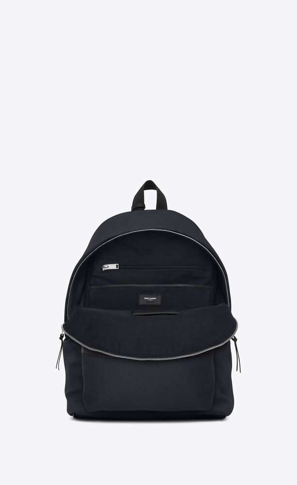 city backpack in nylon canvas and leather