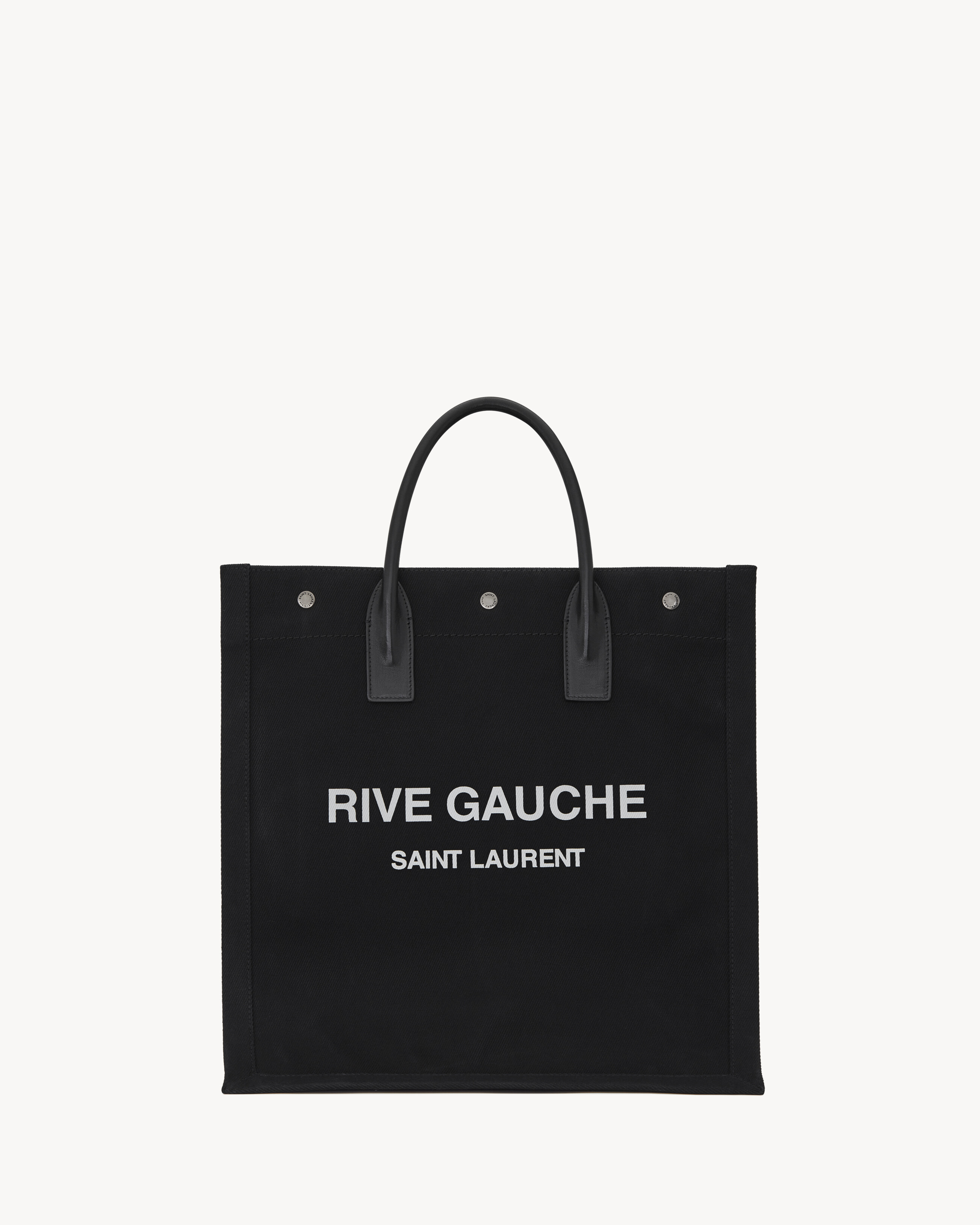 rive gauche north/south tote bag in printed canvas and leather