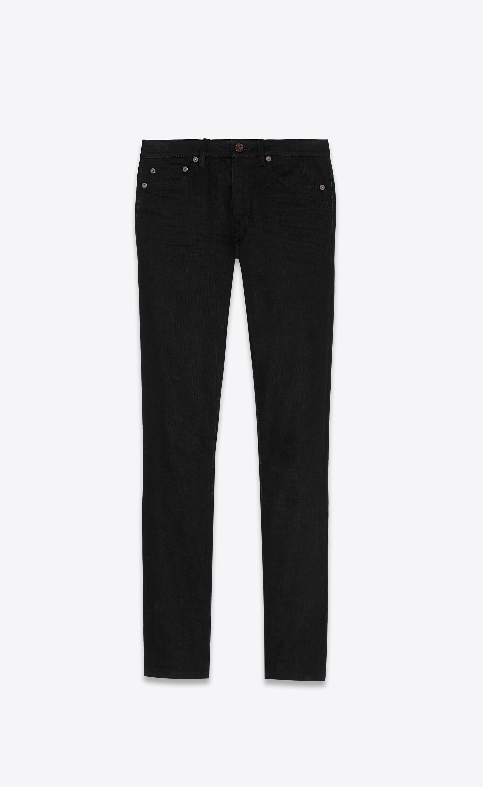 Long Slim-Fit Jeans Black Cotton Denim