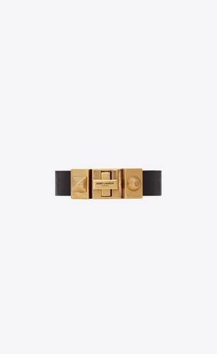 studded closure bracelet in vegetable-tanned leather and metal