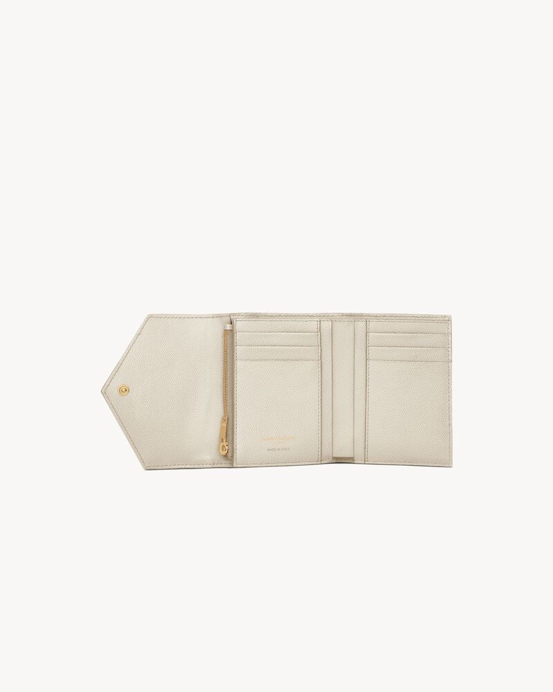 Cassandre matelassé compact tri fold wallet in grain de poudre embossed leather