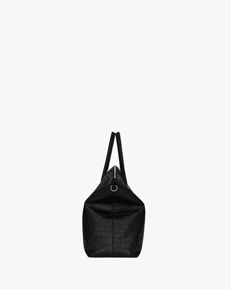 GRAND SAC BOWLING en cuir embossé crocodile