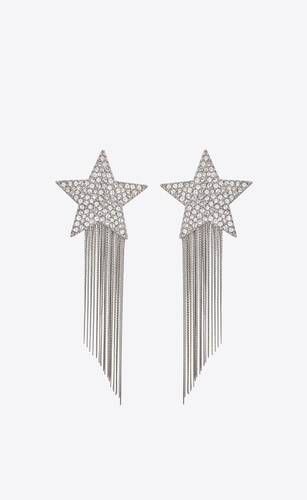 star earrings with brass chains