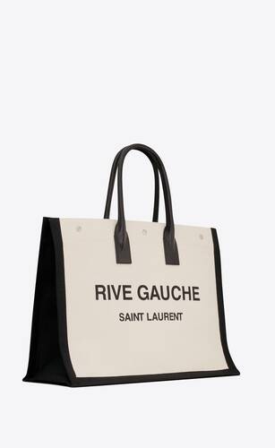 RIVE GAUCHE LARGE TOTE BAG IN CANVAS AND SMOOTH LEATHER | Saint 