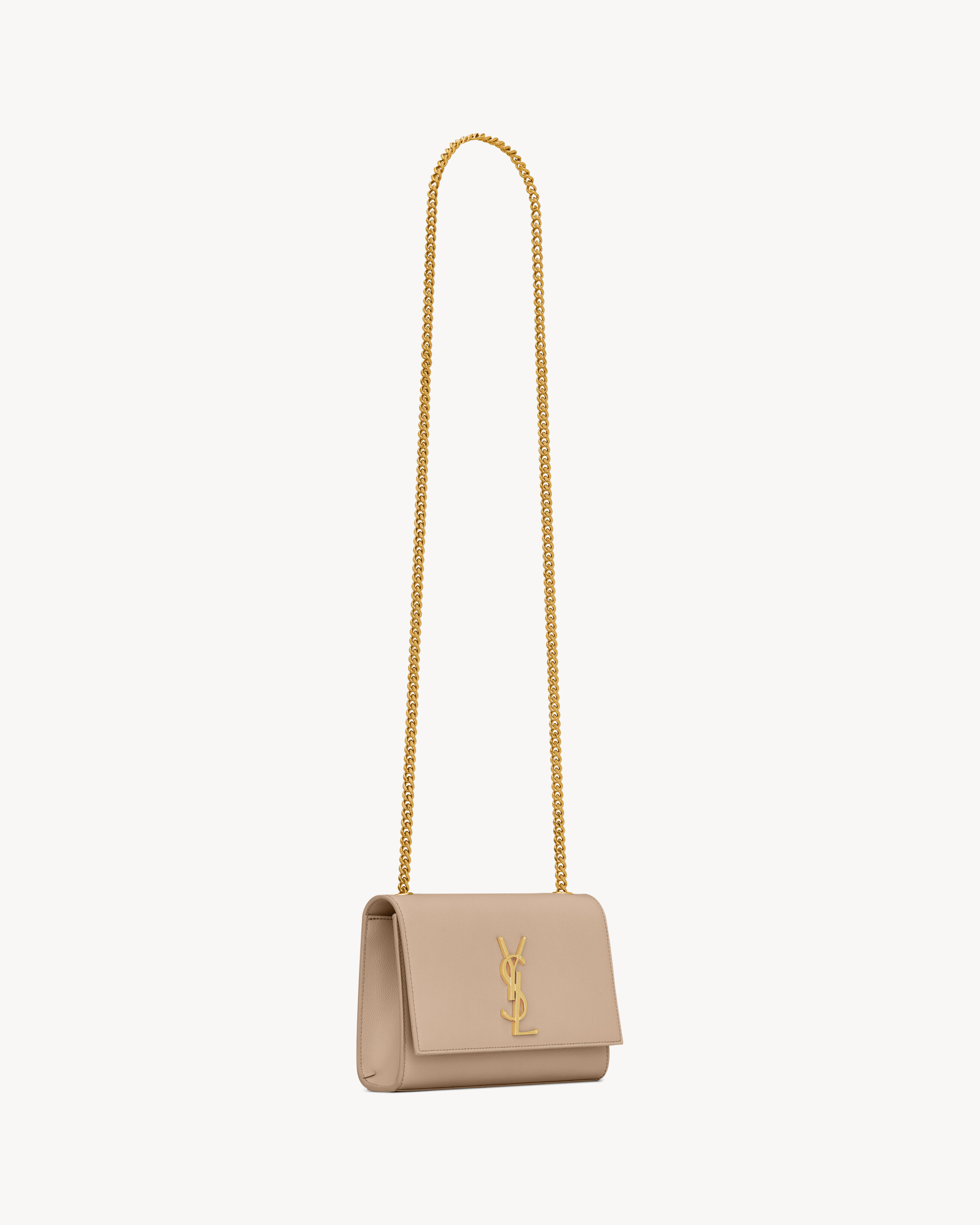 KATE small Tasche mit Kette aus schwarzem strukturiertem Leder mit Grain-de-Poudre-Prägung