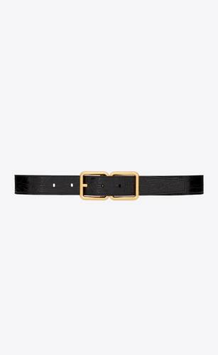 Saint Laurent Leather Engraved-logo Buckle Belt in Black Womens Accessories Belts 
