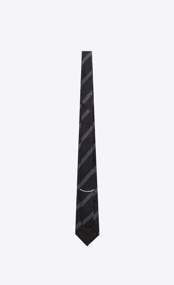 wide tie in striped silk satin