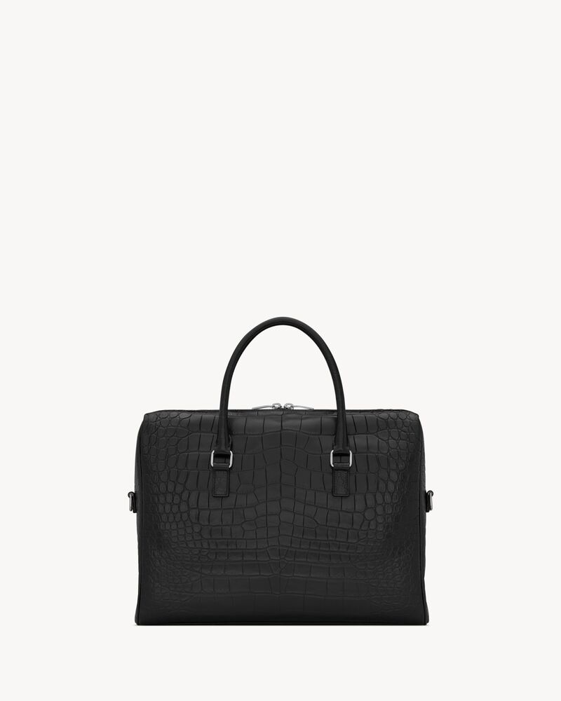 DUFFLE SAINT LAURENT briefcase bag in crocodile-embossed matte leather
