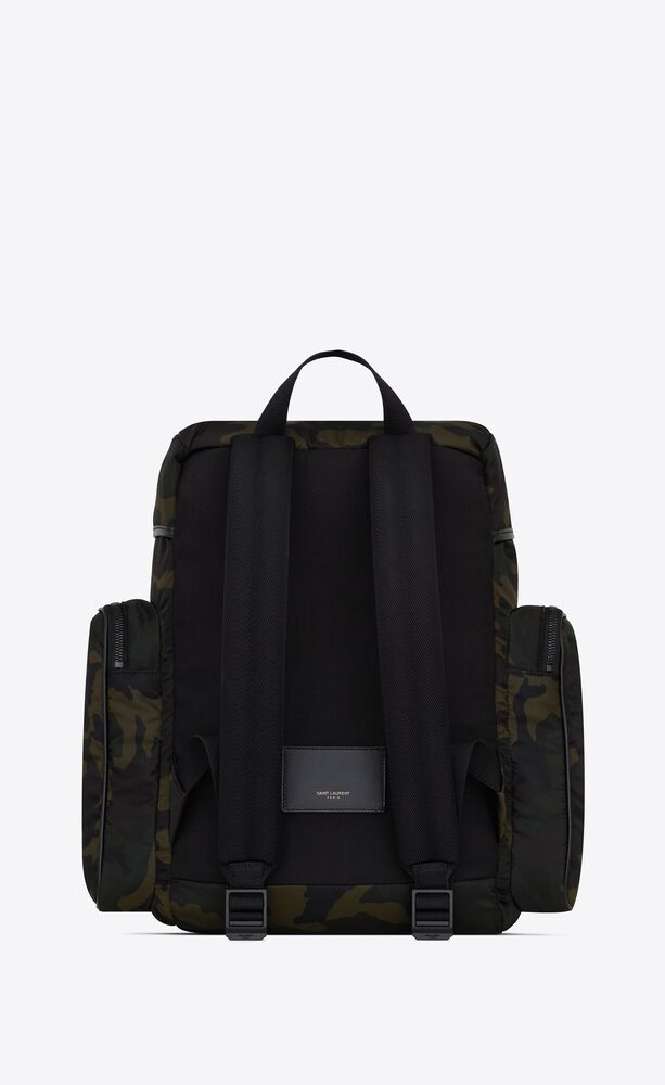 city multi-pocket backpack in smooth leather and nylon