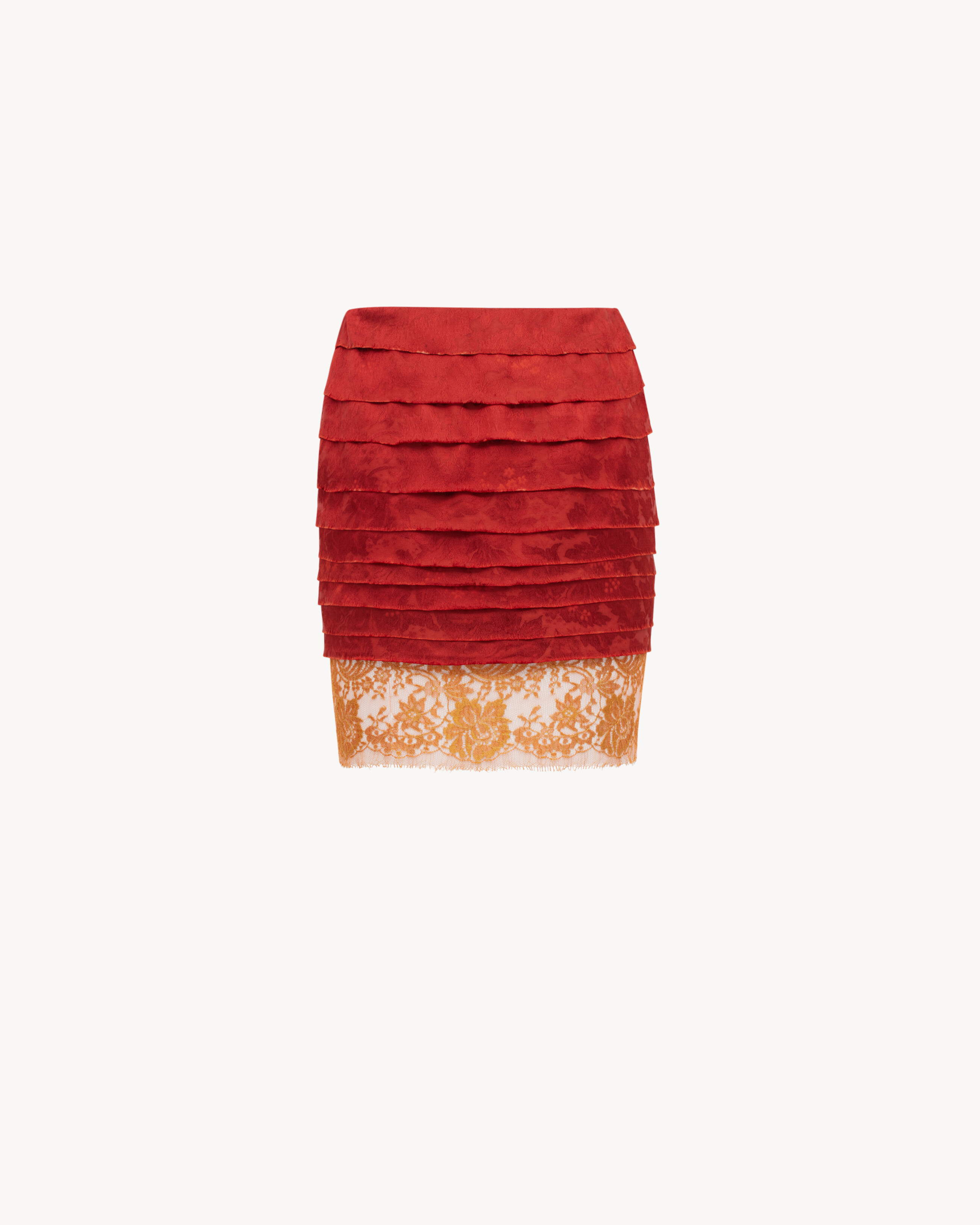 mini skirt in jacquard and lace