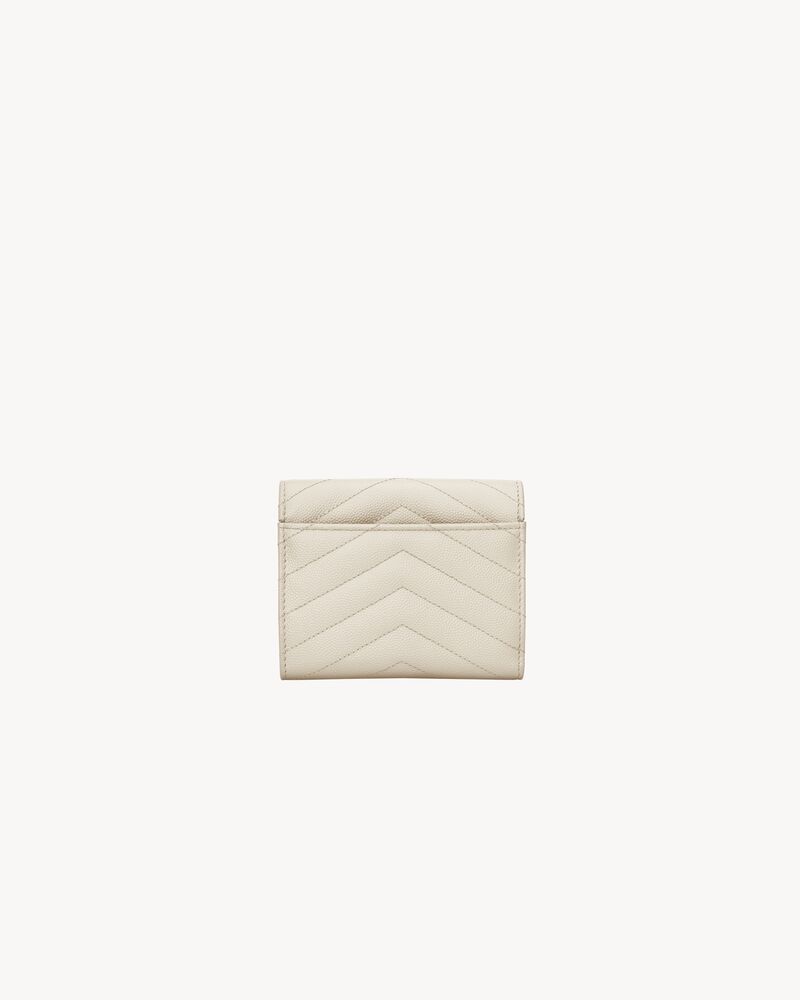 Cassandre matelassé compact tri fold wallet in grain de poudre embossed leather