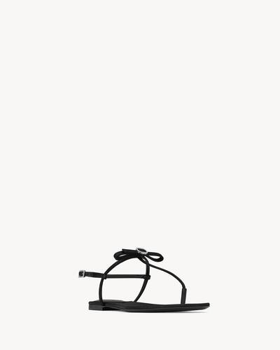 SAINT LAURENT: flat sandals in mink fur - Black