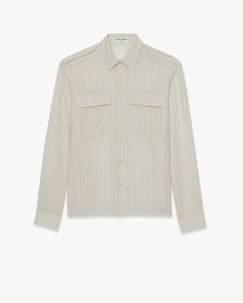 shirt in striped silk satin