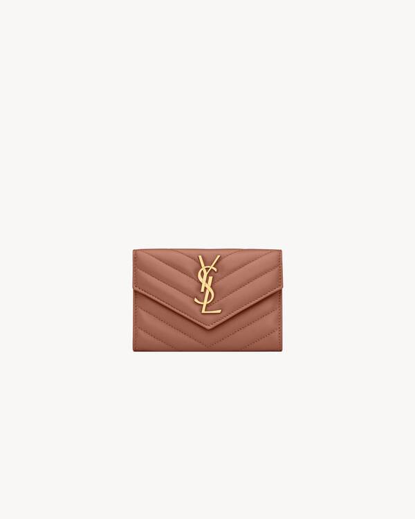 Saint Laurent Cassandre Wallet in Lambskin Pink Women