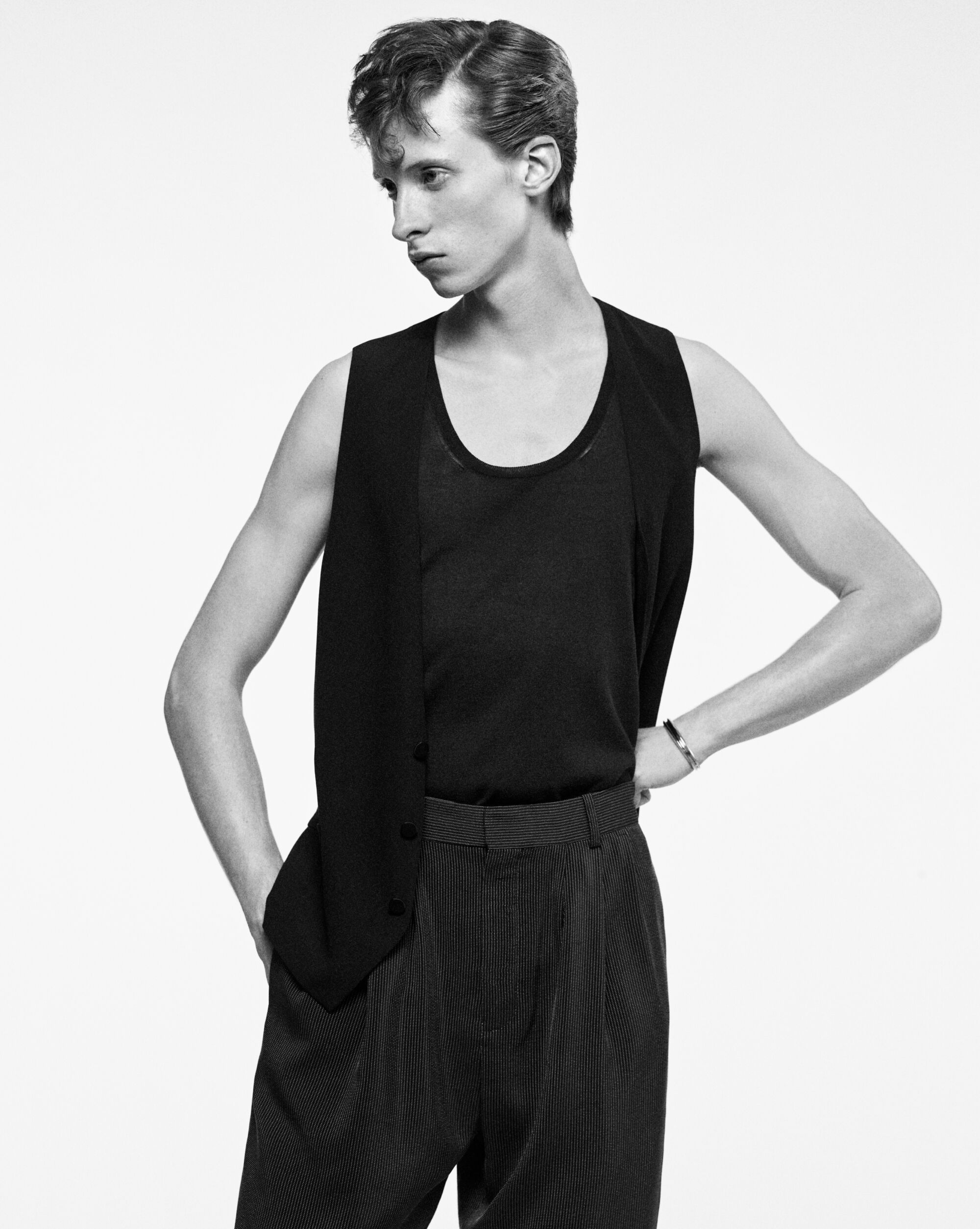 vest in silk crepe muslin