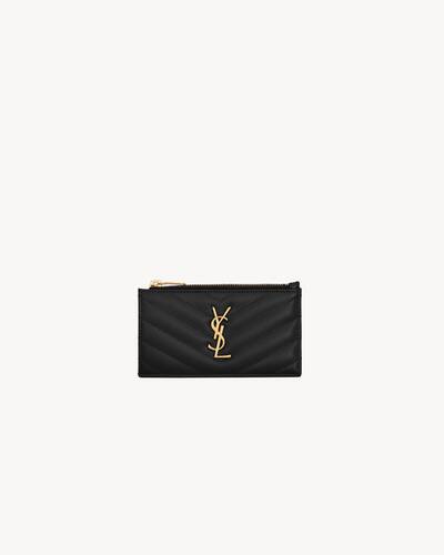 SAINT LAURENT Fragments Leather Zip Card Holder