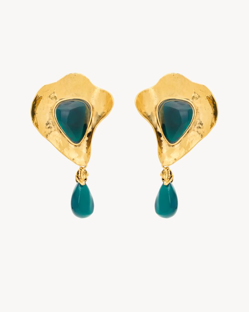 petal pendant earrings in resin and metal