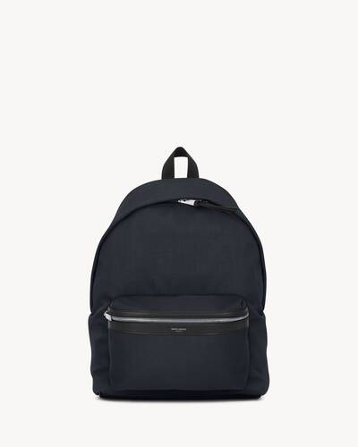 city backpack in nylon canvas and leather