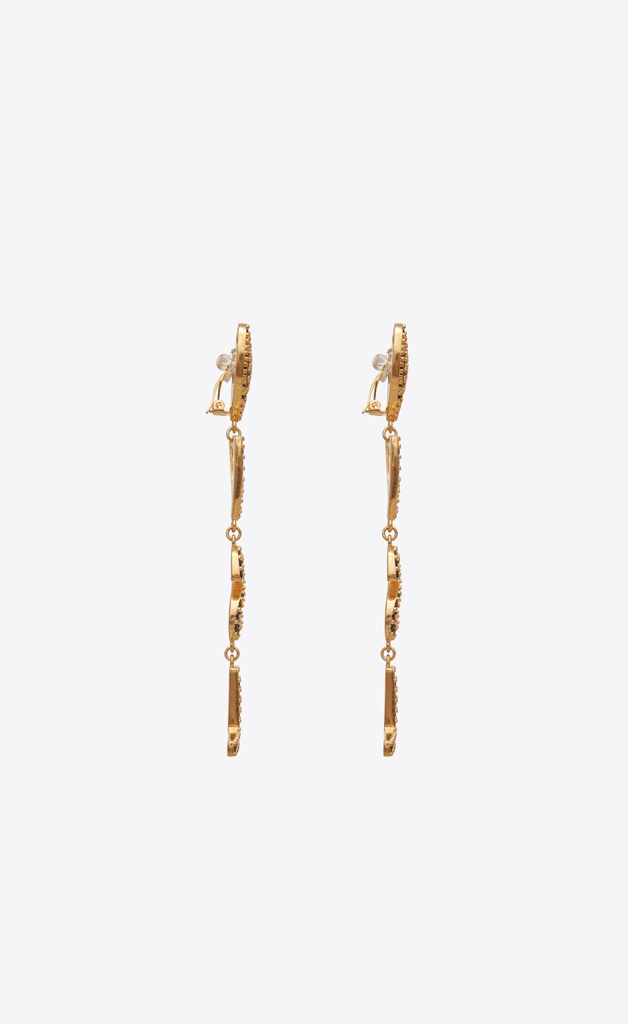 OPYUM YSL heart earrings in metal and crystal Saint Laurent Australia