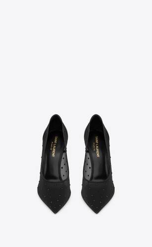 Rare Louis Vuitton "Shocking" Black Studded Sandal Heels Sz 39.5  Limited