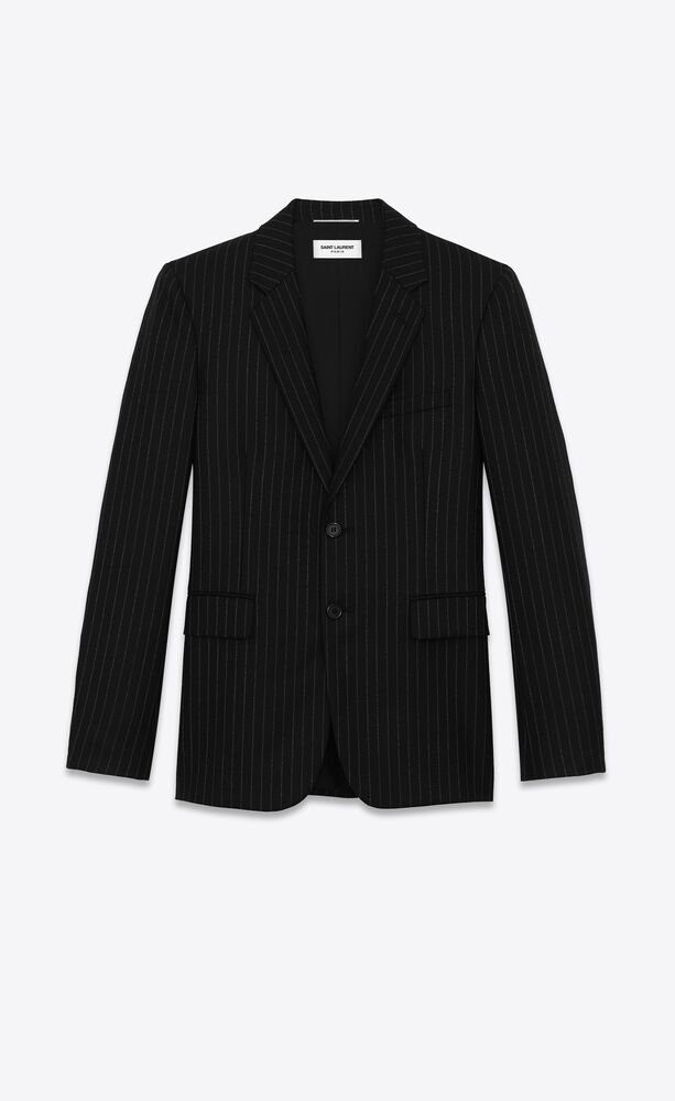 flannel jacket in rive gauche stripes wool flannel