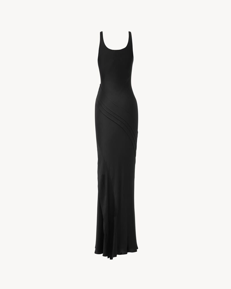 long tank dress in silk satin