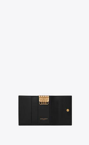 Saint Laurent Key Holder With Coin Purse In Grain De Poudre Embossed  Leather in Black for Men
