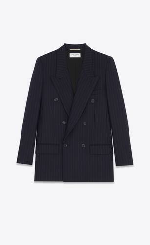 double-breasted jacket in striped wool