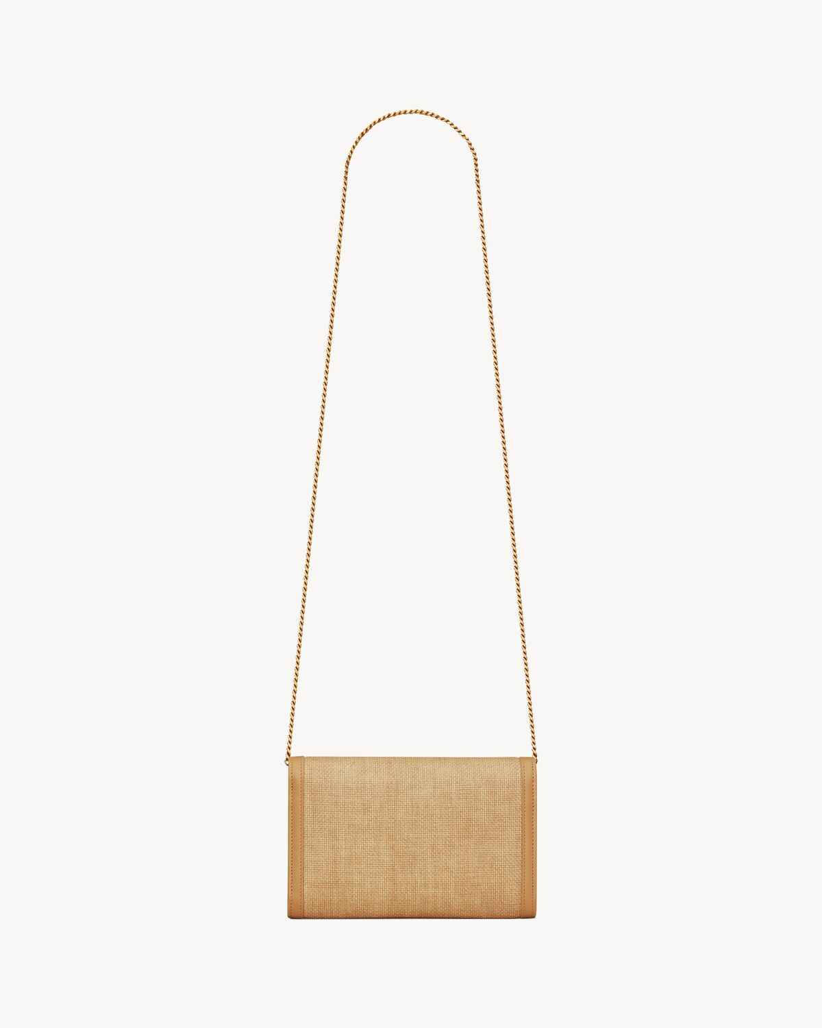 uptown chain wallet in micro raffia