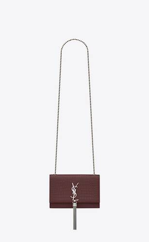 kate small with tassel in crocodile embossed shiny leather