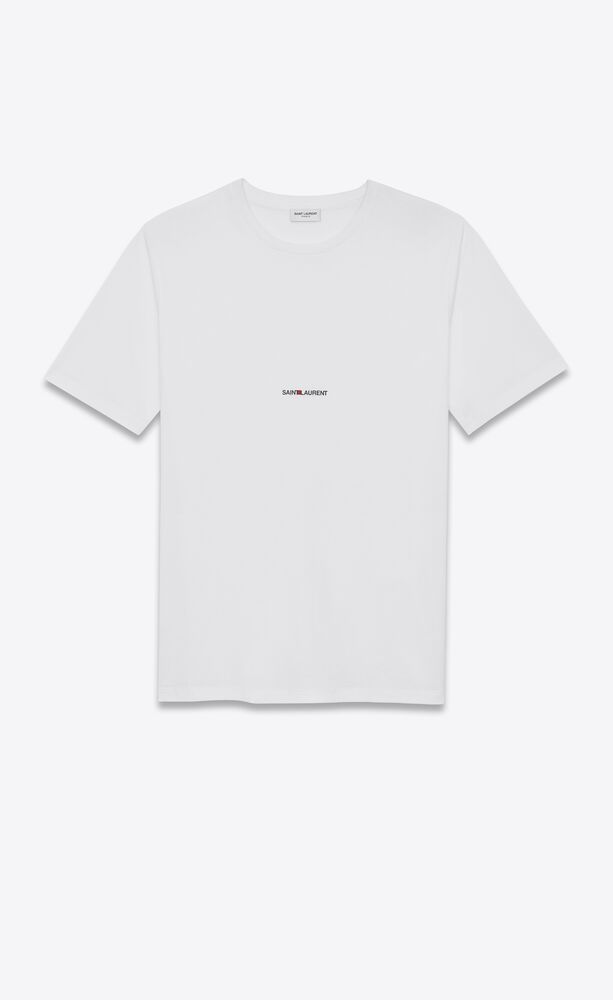 Mens T-shirts Saint Laurent T-shirts Saint Laurent Cotton Logo Print T-shirt in White for Men 