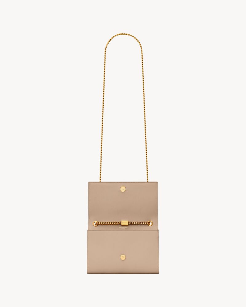 Saint Laurent Women's Small Kate Monogram Leather Chain Shoulder Bag - Nude  in Natural